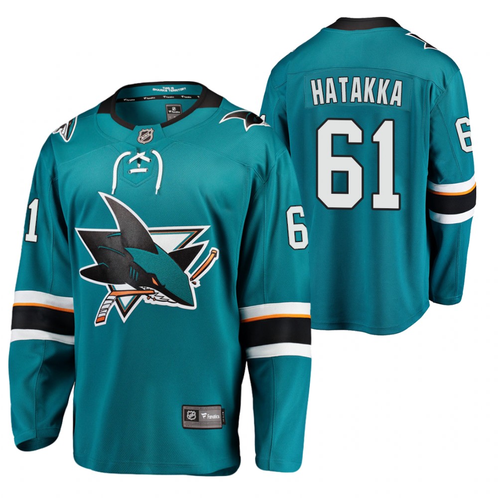 Sharks Santeri Hatakka #61 Teal Home 2021-22 Jersey
