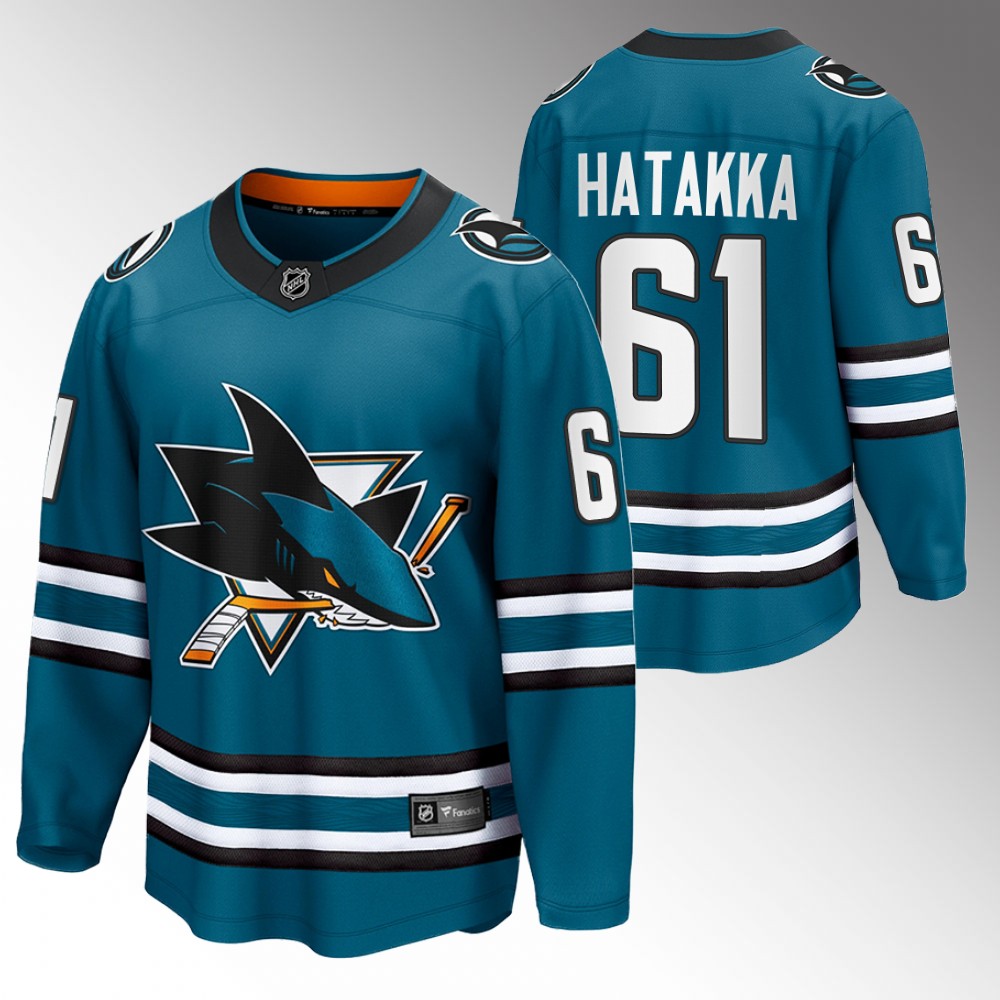 Sharks Santeri Hatakka Jersey Home Teal The Evolve Men