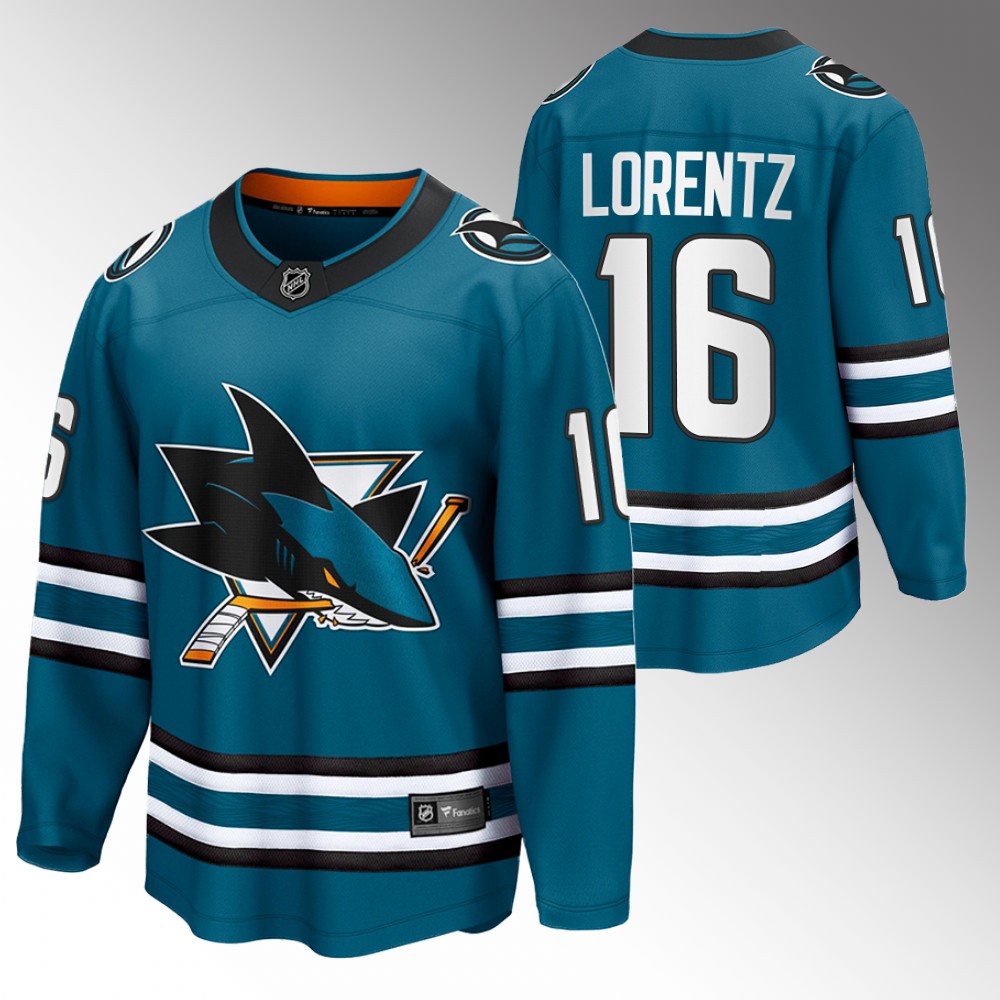 Sharks Steven Lorentz Jersey Home Teal The Evolve Men