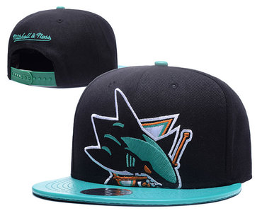 Sharks Team Logo Black Mitchell & Ness Adjustable Hat GS