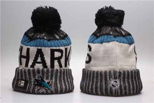 Sharks Team Logo White Black Knit Hat YP