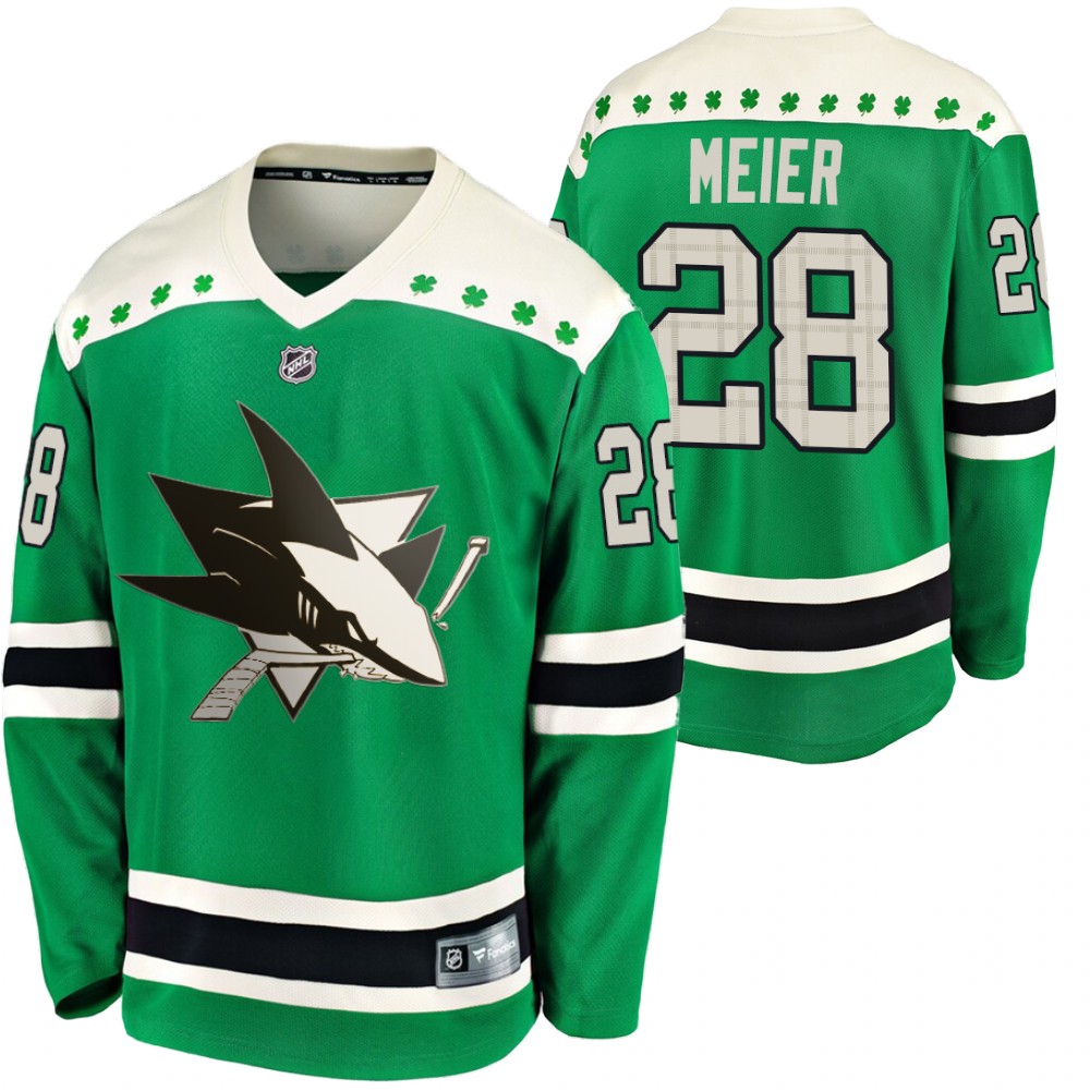 Sharks Timo Meier 2020 St. Patrick's Day Green #28 Jersey Replica Player