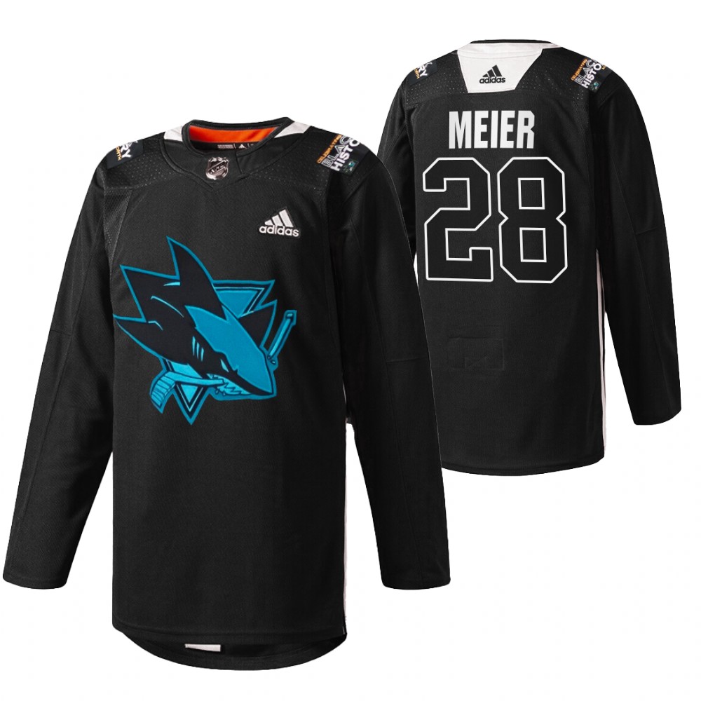 Sharks Timo Meier 2022 Black History Month Black Warmup Jersey
