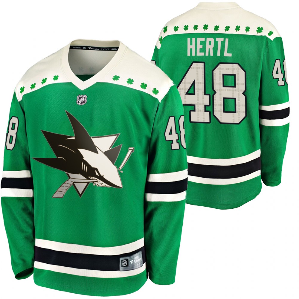 Sharks Tomas Hertl 2020 St. Patrick's Day Green #48 Jersey Replica Player