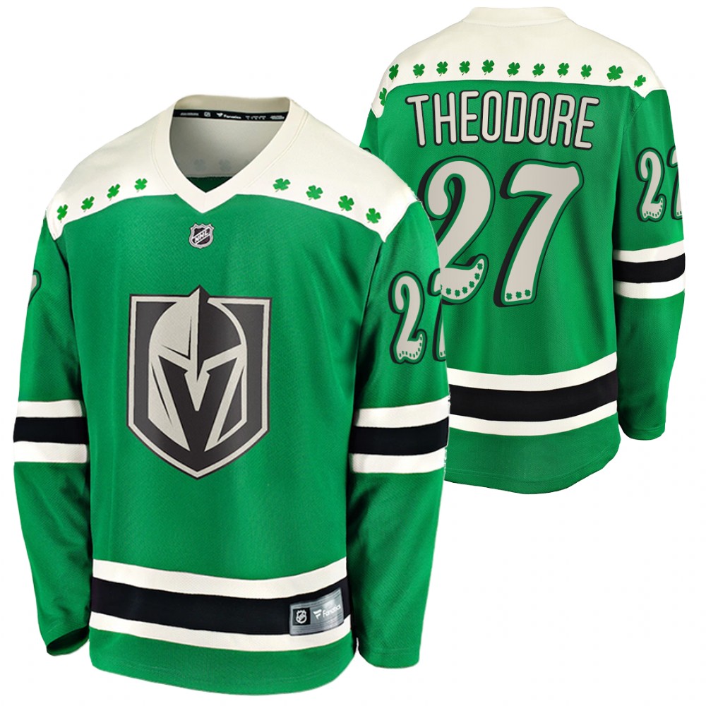 Shea Theodore Golden Knights 2021 St Patricks Day Green #27 Jersey