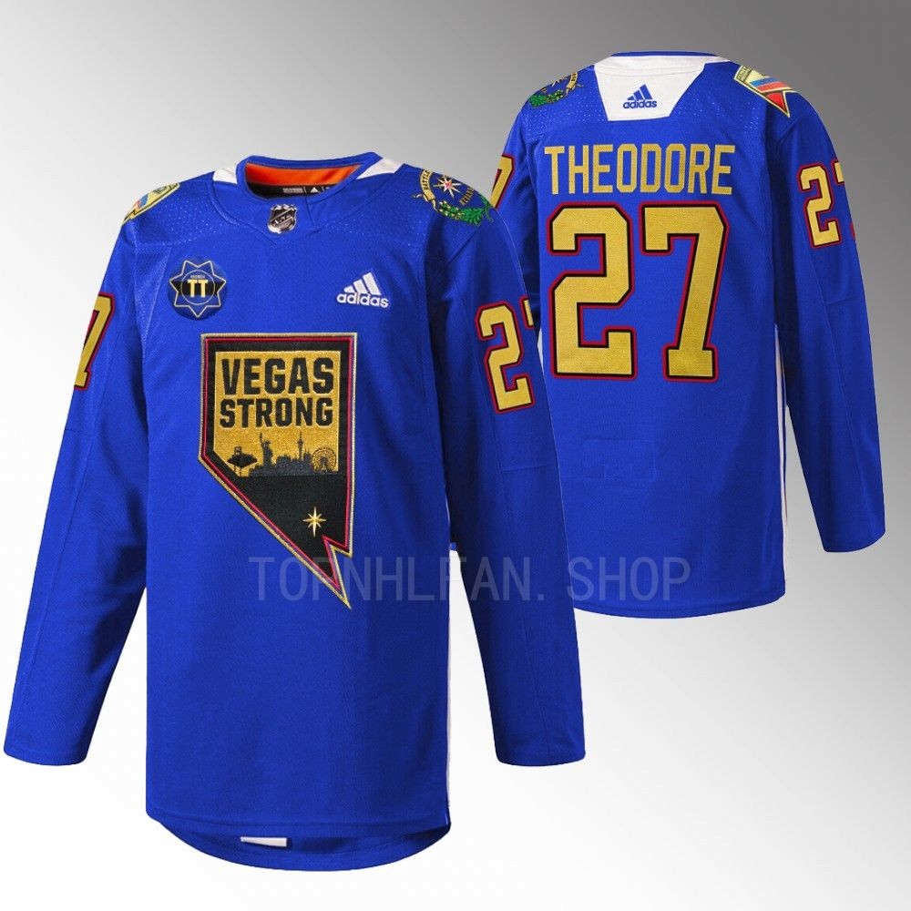 Shea Theodore Golden Knights Nevada Day Jersey Blue First Respondersthentic