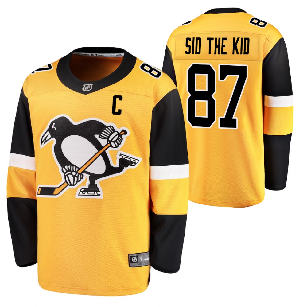 Sidney Crosby Sid the Kid Nickname Jersey Penguins Alternate Breakaway Gold