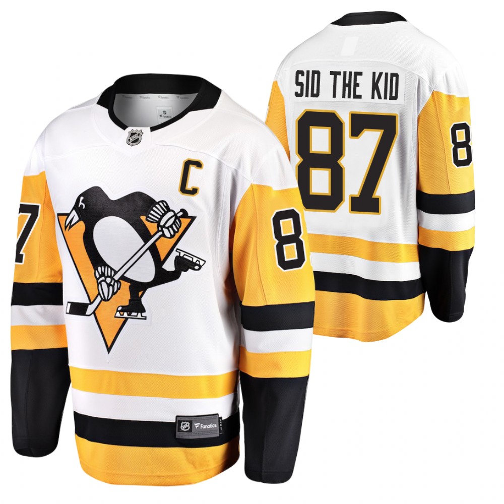 Sidney Crosby Sid the Kid Nickname Jersey Penguins Away Breakaway White