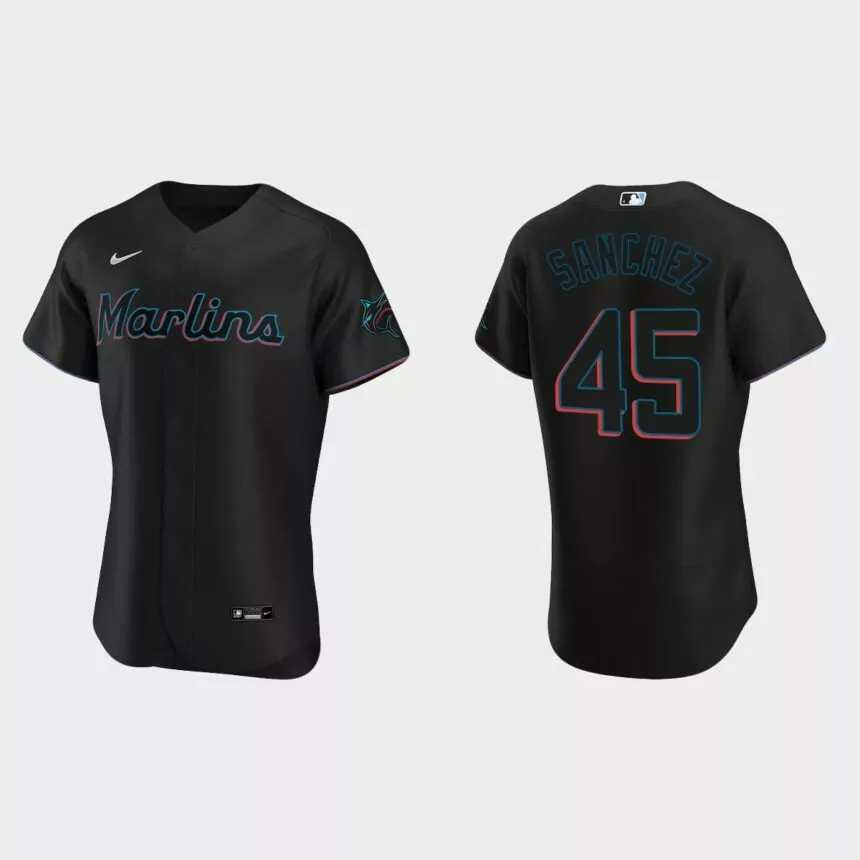 Sixto Sanchez #45 Miami Marlins Authentic Alternate Jersey – Black