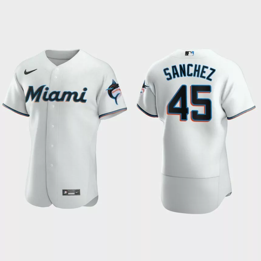 Sixto Sanchez #45 Miami Marlins Authentic Home Jersey – White