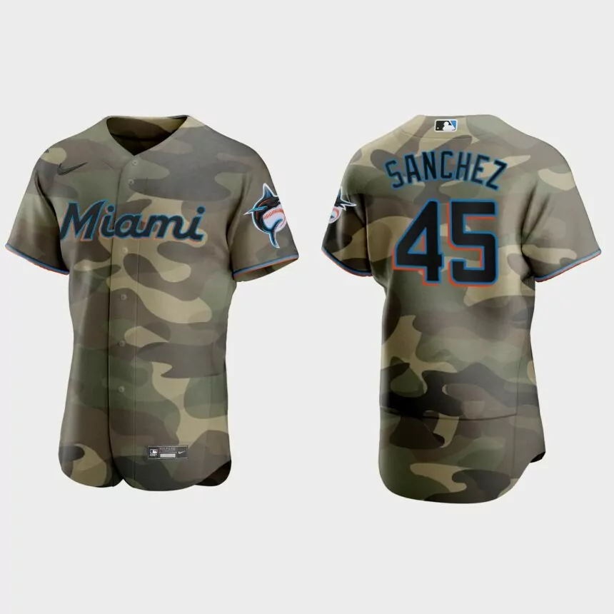 Sixto Sanchez Miami Marlins 2021 National Armed Forces Day Authentic Jersey – Camo