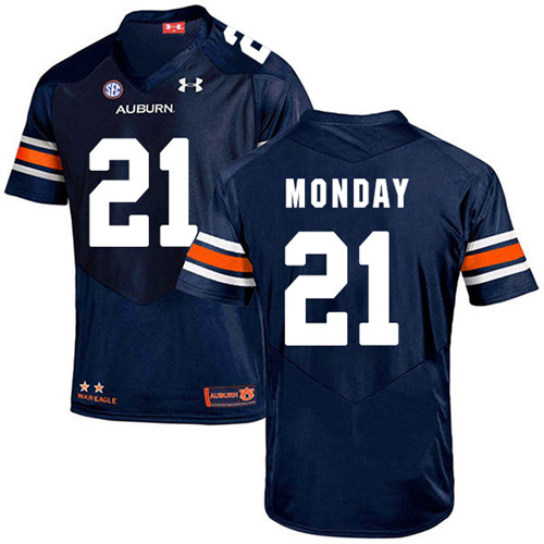 Smoke Monday Auburn Tigers Men's Jersey - #21 NCAA Navy Blue Stitched Authentic