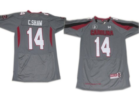 South Carolina Gamecocks #14 Connor Shaw Gray Under Armour NCAA Football Jersey 