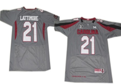 South Carolina Gamecocks #21 Marcus Lattimore Gray Under Armour NCAA Football Jersey 