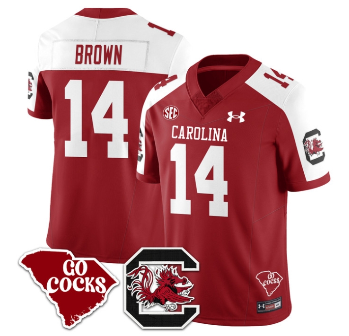 South Carolina Gamecocks 2024 Vapor Limited Football Jersey - All Stitched  RED ALTERNATE JARED BROWN#14