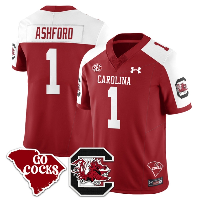 South Carolina Gamecocks 2024 Vapor Limited Football Jersey - All Stitched  RED ALTERNATE ROBBY ASHFORD#1