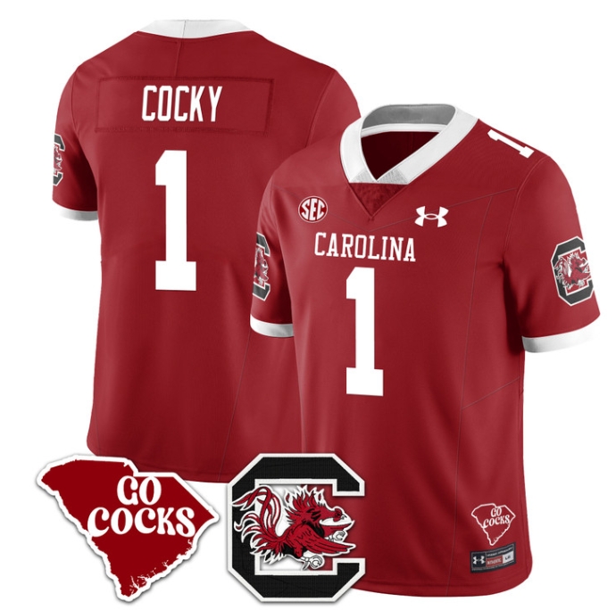 South Carolina Gamecocks 2024 Vapor Limited Football Jersey - All Stitched  RED COCKY  #1