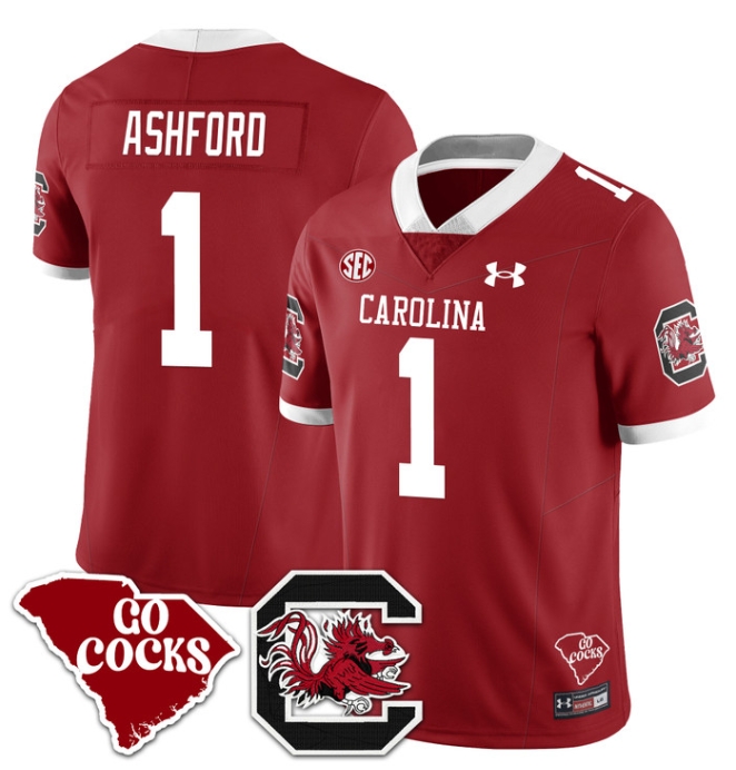 South Carolina Gamecocks 2024 Vapor Limited Football Jersey - All Stitched  RED ROBBY ASHFORD#1