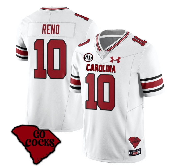 South Carolina Gamecocks 2024 Vapor Limited Football Jersey - All Stitched  WHITE DANTE RENO#10