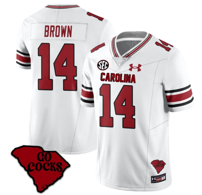 South Carolina Gamecocks 2024 Vapor Limited Football Jersey - All Stitched  WHITE JARED BROWN #14