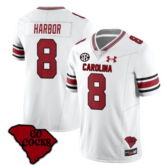 South Carolina Gamecocks 2024 Vapor Limited Football Jersey - All Stitched  WHITE NYCK HARBOR #8