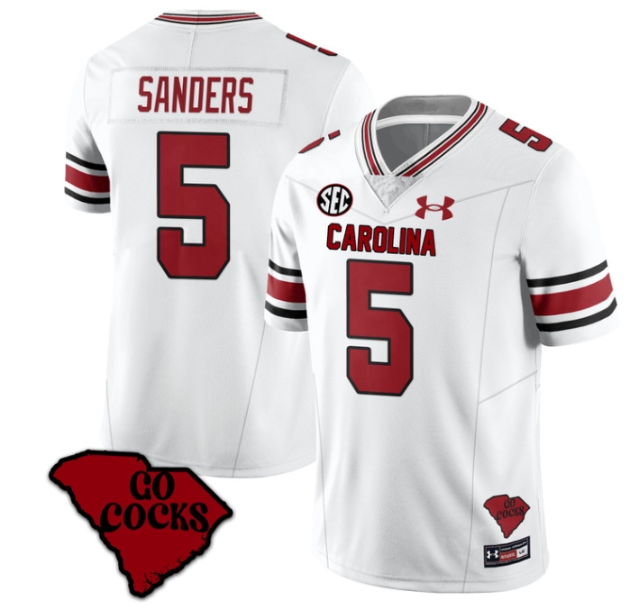 South Carolina Gamecocks 2024 Vapor Limited Football Jersey - All Stitched  WHITE RAHEIM SANDERS#5
