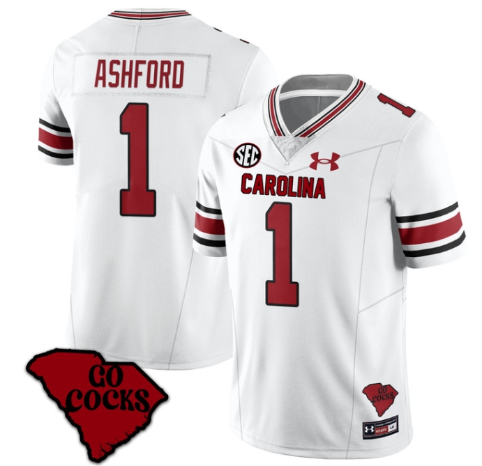 South Carolina Gamecocks 2024 Vapor Limited Football Jersey - All Stitched  WHITE ROBBY ASHFORD #1