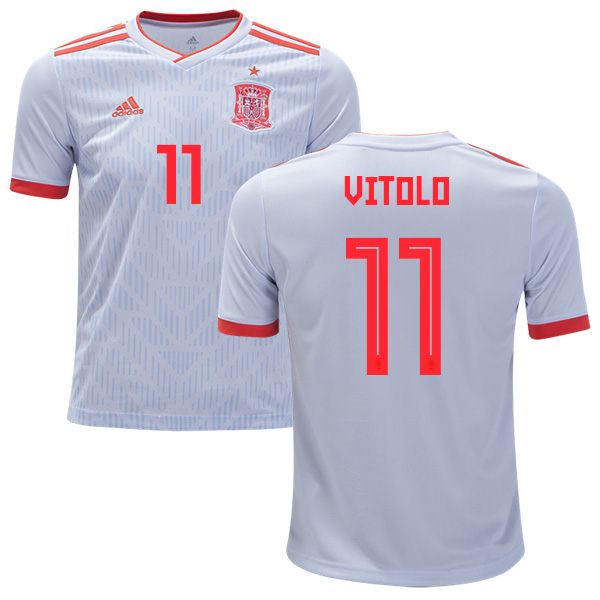 Spain #11 Vitolo Away Kid Soccer Country Jersey