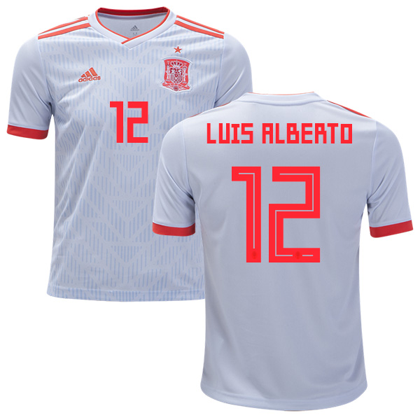 Spain #12 Luis Alberto Away Kid Soccer Country Jersey