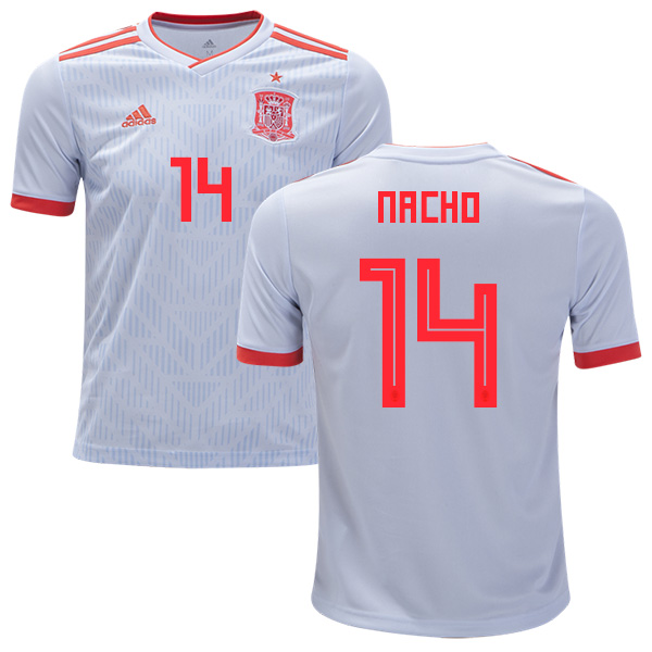 Spain #14 Nacho Away Kid Soccer Country Jersey