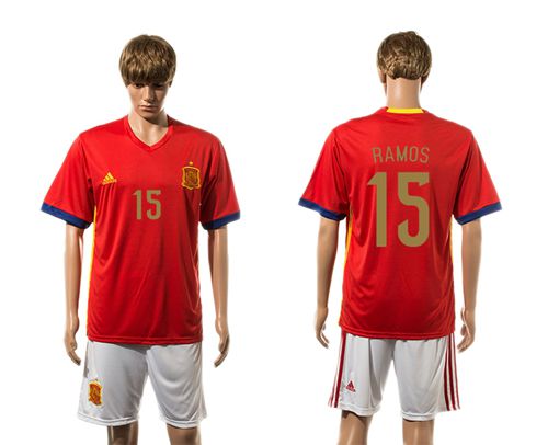 Spain #15 Sergio Ramos Home Soccer Country Jersey
