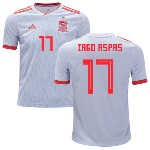 Spain #17 Iago Aspas Away Kid Soccer Country Jersey