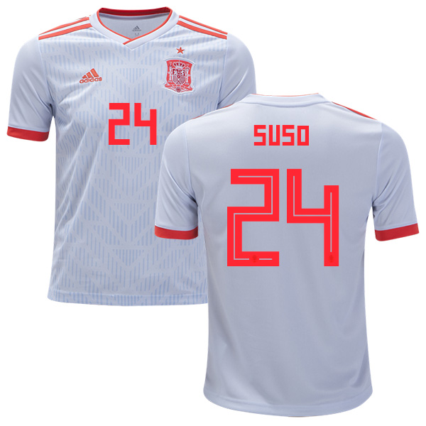 Spain #24 Suso Away Kid Soccer Country Jersey