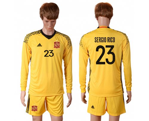 Spain #25 Reina Yellow Goalkeeper Soccer Country Jersey