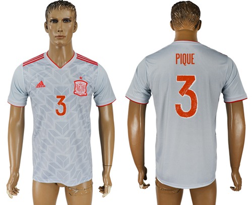 Spain #3 Pique Away Soccer Country Jersey
