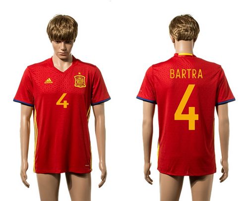 Spain #4 Bartra Home Soccer Country Jersey
