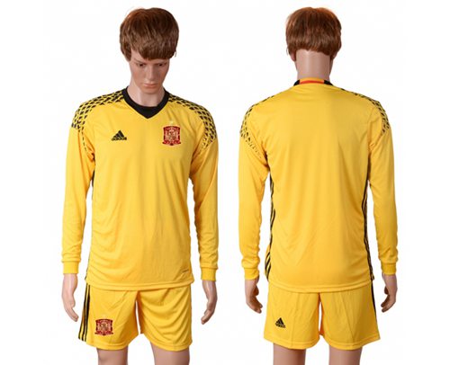 Spain Blank Green Goalkeeper Soccer Country Jersey