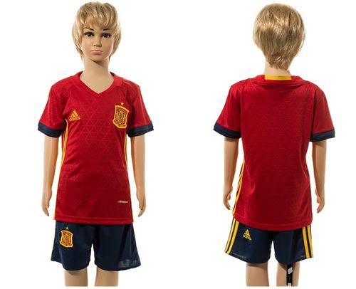 Spain Blank Red Home Kid Soccer Country Jersey