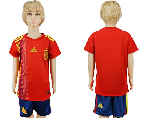 Spain Blank Red Home Kid Soccer Country Jersey