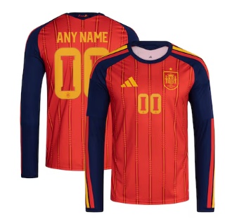 Spain National Team adidas FIFA x World Cup 2026 Home Replica Long Sleeve Custom Jersey - Red