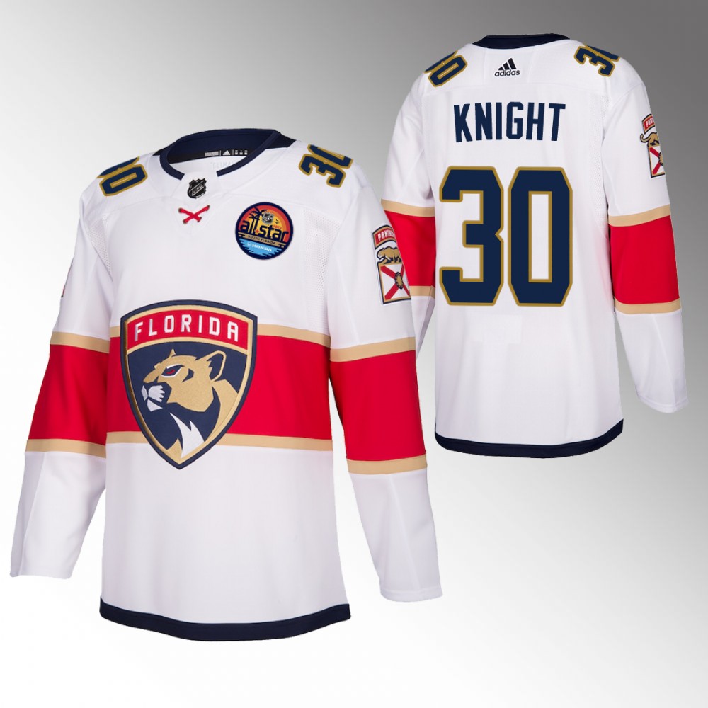 Spencer Knight 2023 All-Star Patch Florida Panthers White Away Authentic Jersey