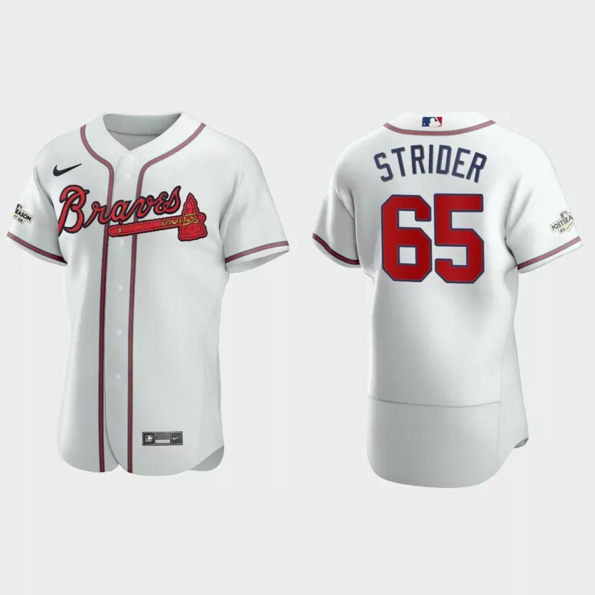 Spencer Strider Atlanta Braves 2022 Postseason Authentic Jersey – White