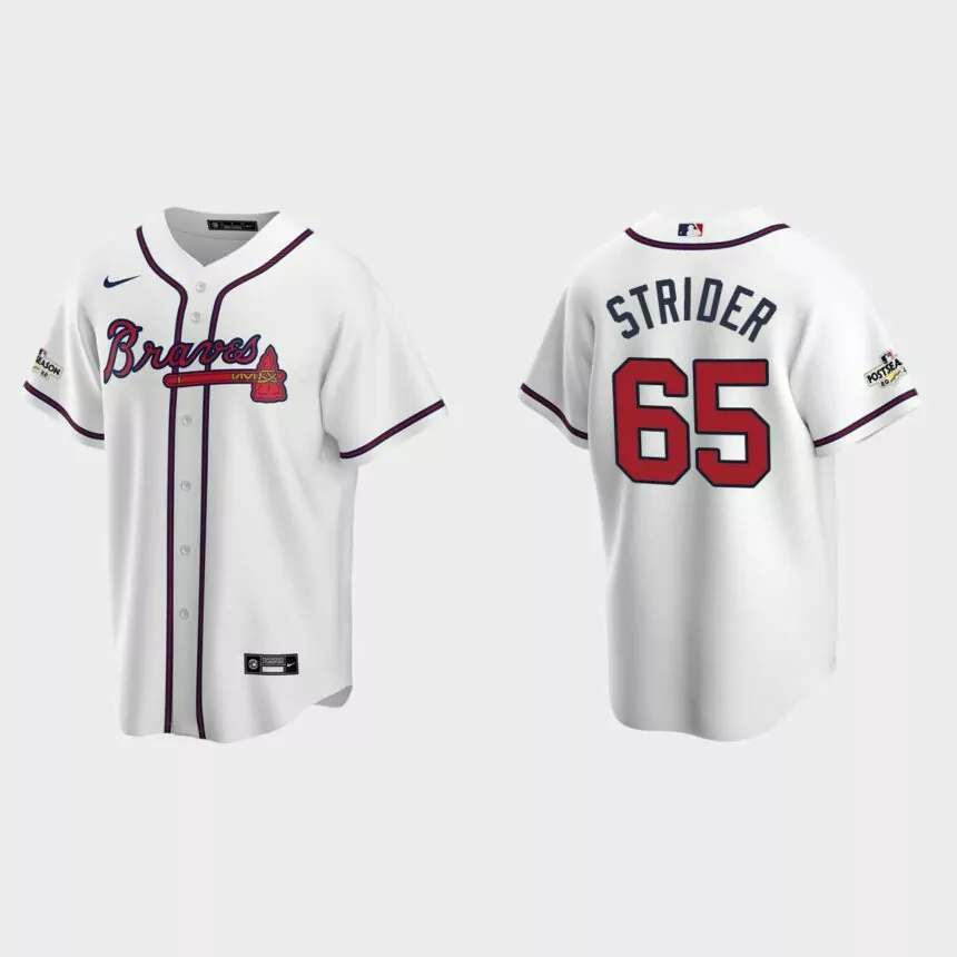 Spencer Strider Atlanta Braves 2022 Postseason Replica Jersey – White