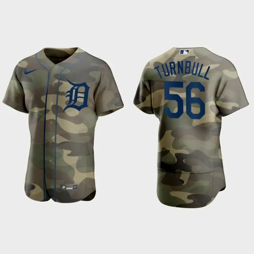 Spencer Turnbull Detroit Tigers 2021 National Armed Forces Day Authentic Jersey – Camo
