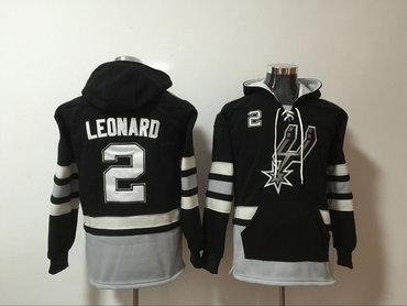 Spurs 2 Kawhi Leonard Black All Stitched Hooded Sweatshirt