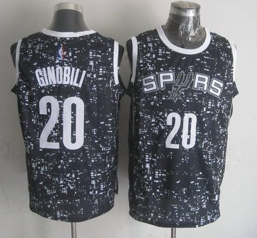 Spurs 20 Manu Ginobili Black City Luminous Jersey
