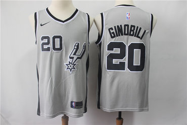 Spurs 20 Manu Ginobili Gray Nike Swingman Jersey