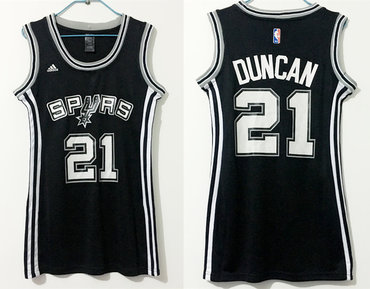 Spurs 21 Tim Duncan Black Women Swingman Jersey