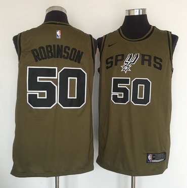 Spurs 50 David Robinson Olive Nike Swingman Jersey