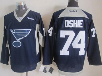 St. Louis Blues #74 T.J Oshie Navy Blue Practice Stitched NHL Jersey
